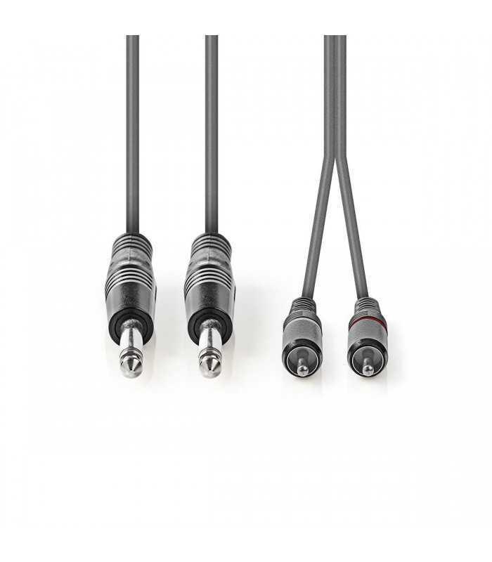 cablu audio stereo 2x 635 mm jack tata 2x rca tata 15m gri nedis 1