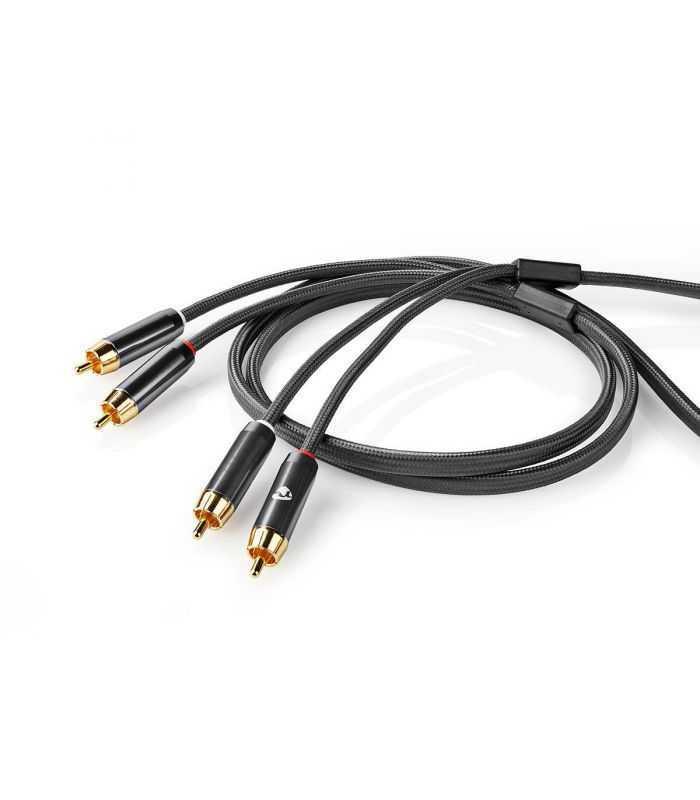 cablu audio stereo 2x rca tata 2x rca tata 1m gri nedis 1