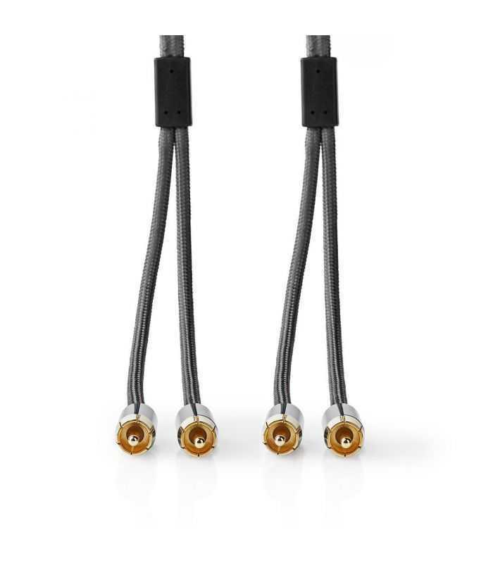 cablu audio stereo 2x rca tata 2x rca tata 1m gri nedis 2