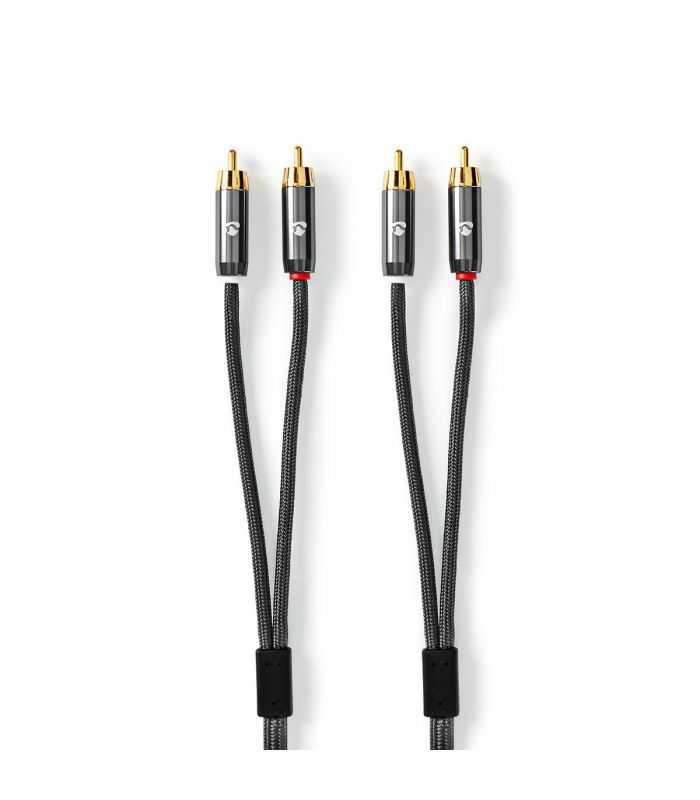 cablu audio stereo 2x rca tata 2x rca tata 1m gri nedis 3