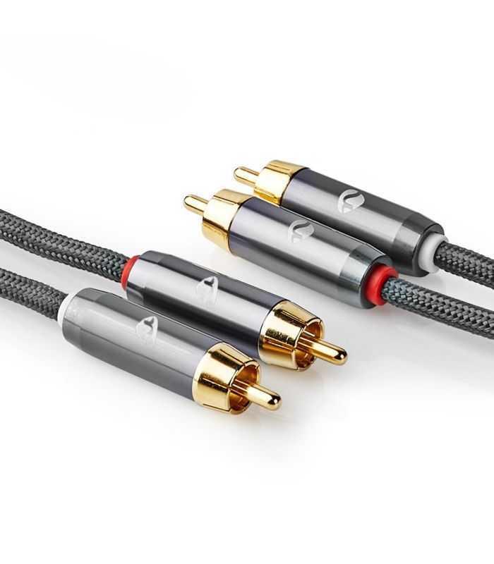 cablu audio stereo 2x rca tata 2x rca tata 1m gri nedis 5