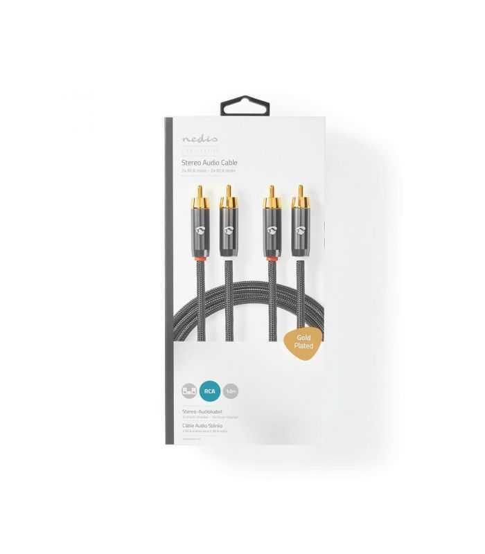 cablu audio stereo 2x rca tata 2x rca tata 1m gri nedis 6