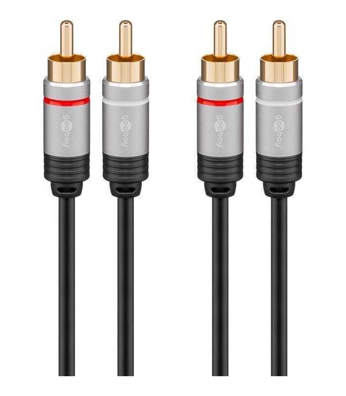 cablu audio stereo 2x rca tata 2x rca tata 3m dublu ecranat goobay plus 2