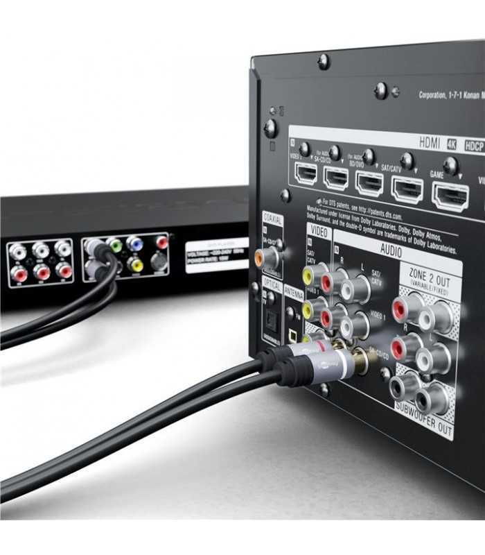 cablu audio stereo 2x rca tata 2x rca tata 3m dublu ecranat goobay plus 3