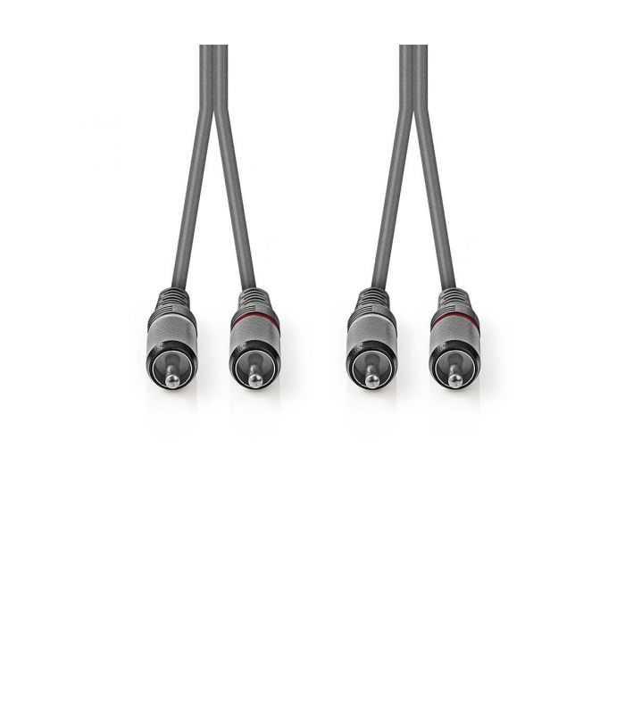 cablu audio stereo 2x rca tata 2x rca tata 5m gri nedis 1