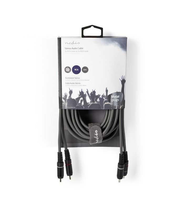 cablu audio stereo 2x rca tata 2x rca tata 5m gri nedis 3