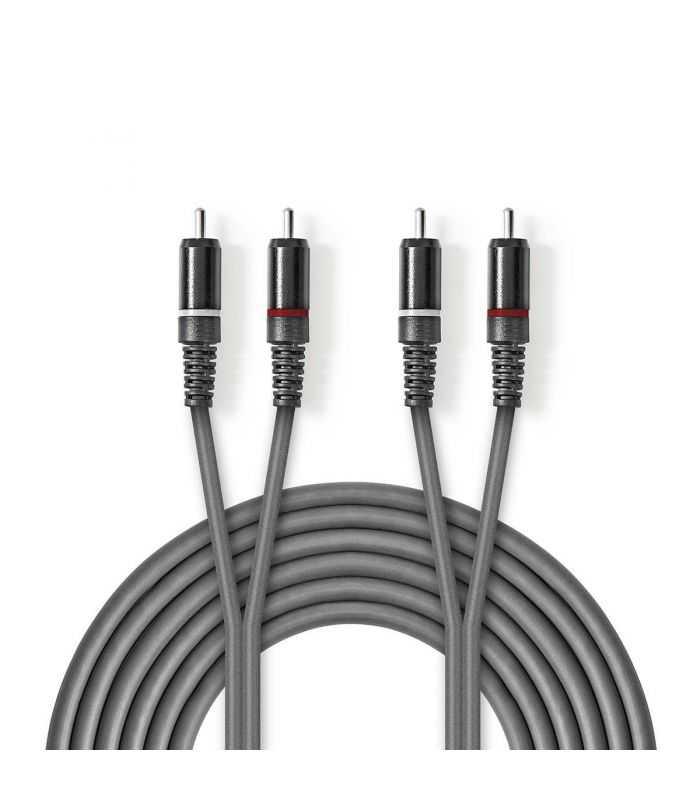 Cablu audio stereo 2x RCA tata - 2x RCA tata 5m gri Nedis