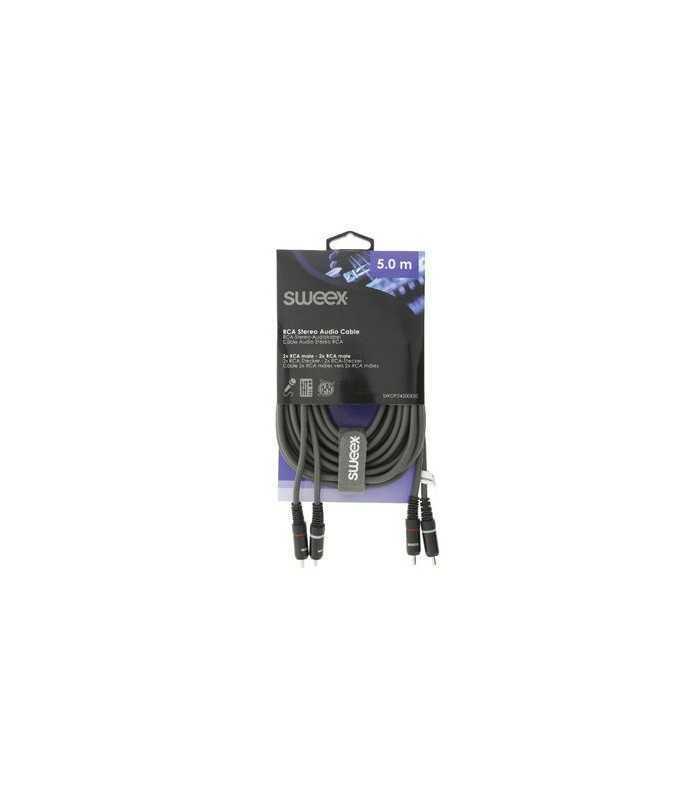 cablu audio stereo 2x rca tata 2x rca tata 5m gri sweex 2