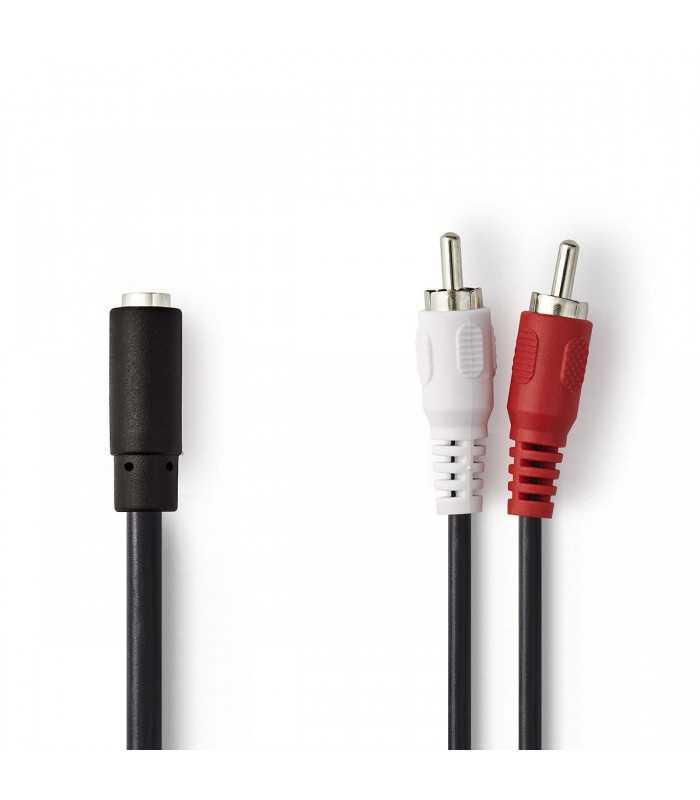 Cablu audio stereo 2x RCA tata - 3.5 mm mama Jack 0.2m Nedis