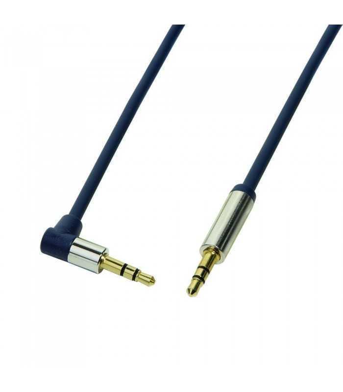 cablu audio stereo 90 grade jack 35 mm 05m tata tata aurit albastru inchis carcasa aluminiu logilink ca11050 1