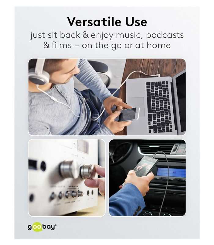 Cablu Audio Stereo Aux Jack 35 Mm Tata Tata 05m Premium Extrem De Flexibil Textil Negru Goobay Plus 65272