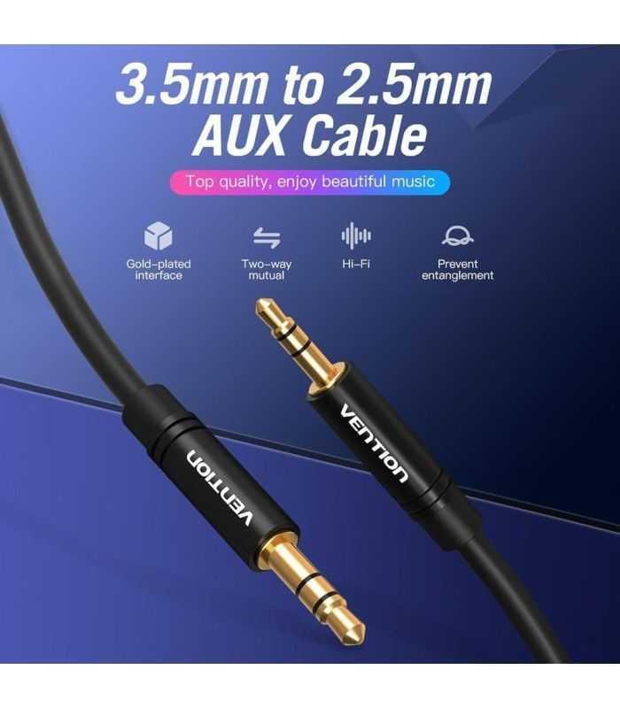 Cablu Audio Stereo Jack 25mm 35mm 3pin Tata Tata 3m Negru Vention Balbh