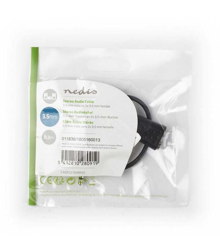 cablu audio stereo jack 35 mm tata 2x 35 mm mama 02m nedis 2