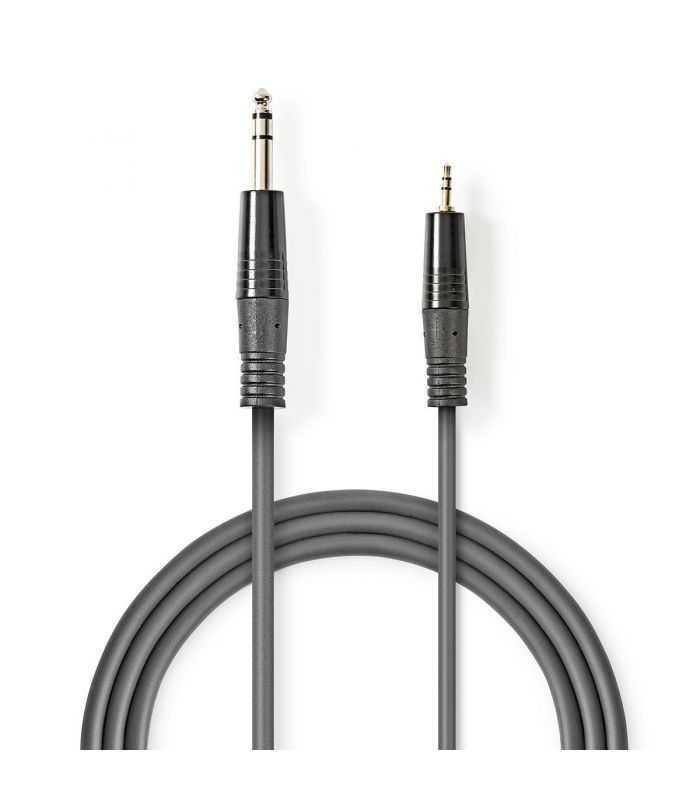 Cablu audio stereo Jack 6.35 mm Tata - 3.5 mm Tata 1.5m gri Nedis