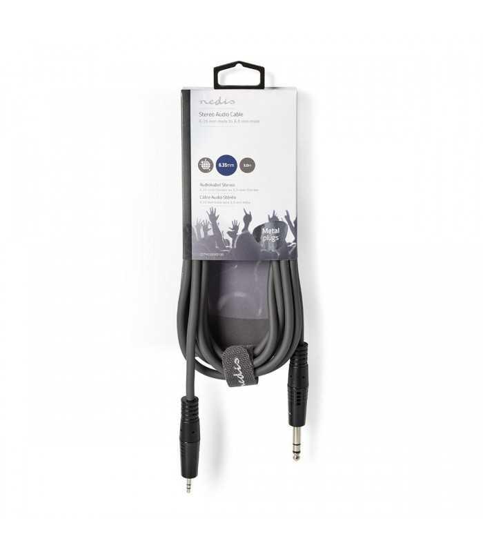 Cablu Audio Stereo Jack 6.35 mm tata - 3.5 mm tata 3m gri Nedis