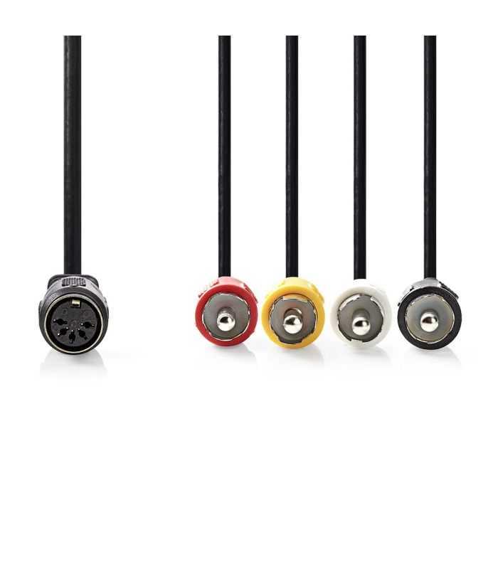 Cablu Audio Stereo Nedis Din 5 Pini Mama 4x Rca Tata 02m Negru Cagl20475bk02