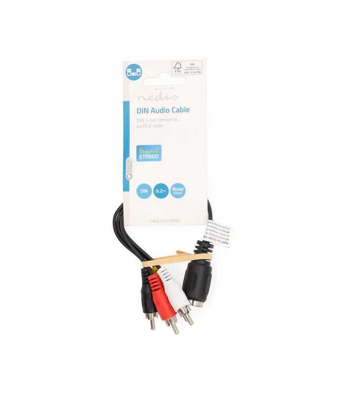 Cablu Audio Stereo Nedis Din 5 Pini Mama 4x Rca Tata 02m Negru Cagl20475bk02