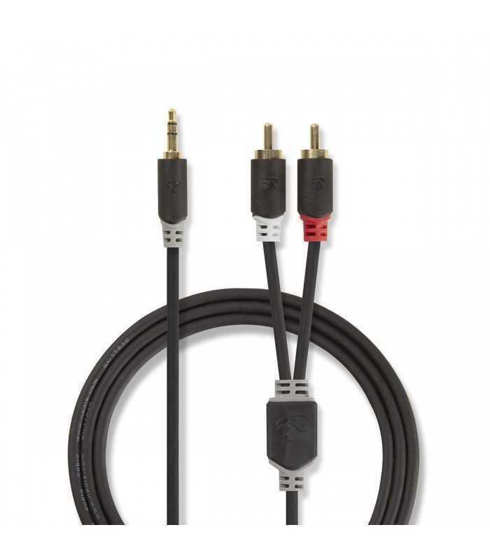 cablu audio stereo nedis jack 35 mm tata 2x rca tata 10m 1