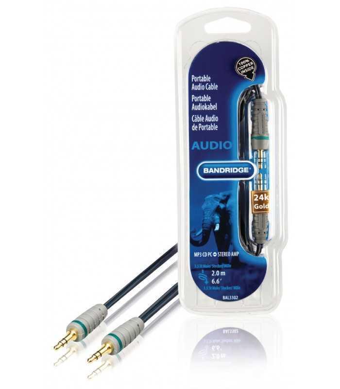 Cablu audio stereo OFC cupru Jack 3.5 mm tata-tata 2m Bandridge