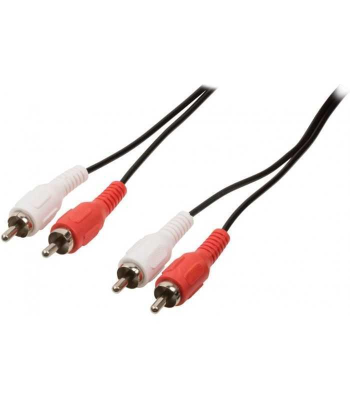 Cablu audio stereo RCA 2 x RCA tata - 2x RCA tata 2m negru VALUELINE