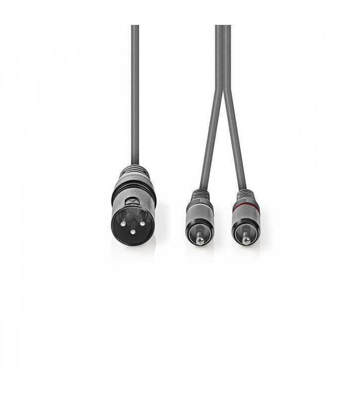 cablu audio stereo xlr 3 pin tata 2x rca tata 15m gri nedis 2