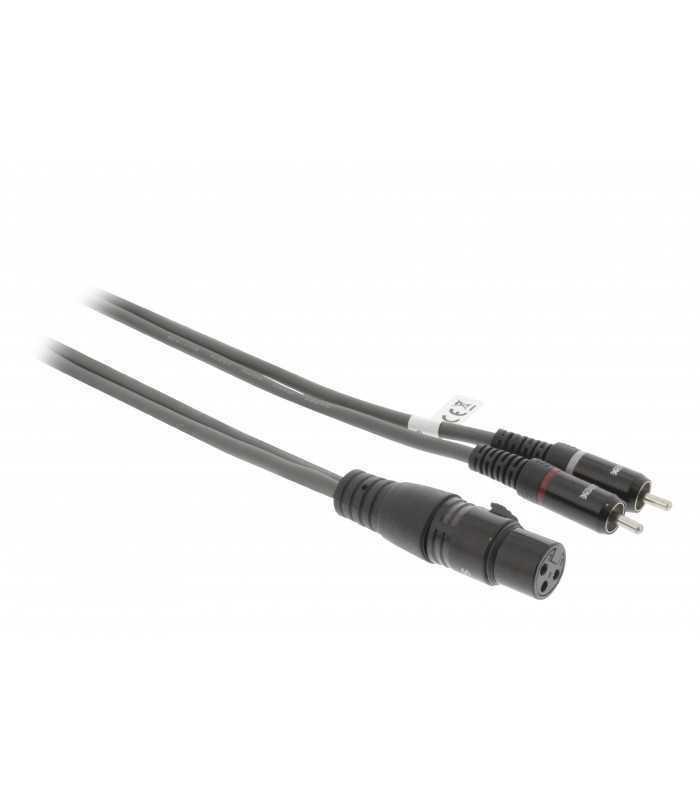 cablu audio stereo xlr 3 pini mama 2x rca tata 3m gri sweex 1