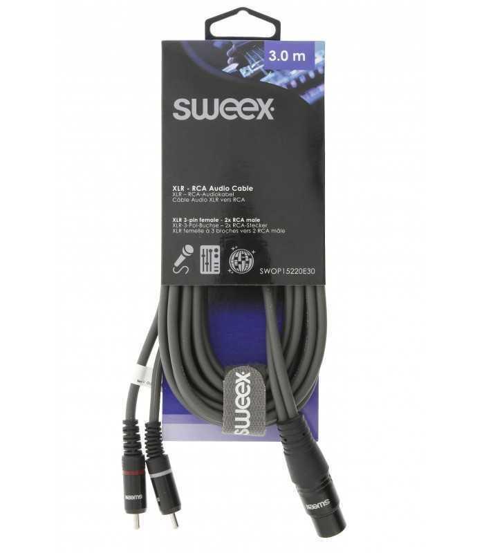 cablu audio stereo xlr 3 pini mama 2x rca tata 3m gri sweex 2