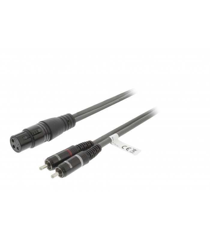 Cablu audio Stereo XLR 3-Pini mama - 2x RCA tata 3m gri Sweex