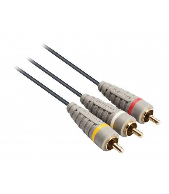 cablu audio video 3x rca tata 3x rca tata 2m albastru bandridge 2
