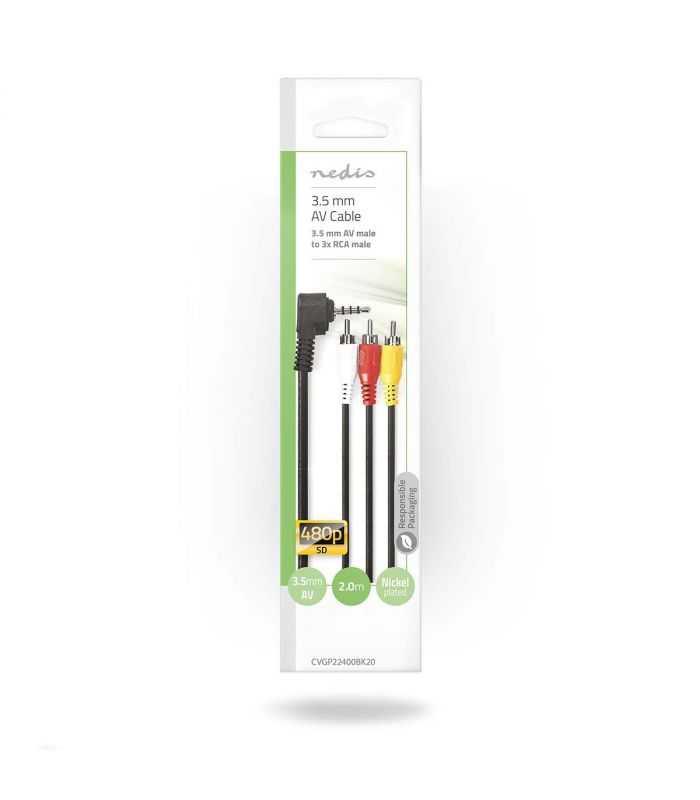 Cablu Audio Video Jack 35 Mm Tata 3x Rca Tata 2m Negru Nedis Cvgp22400bk20