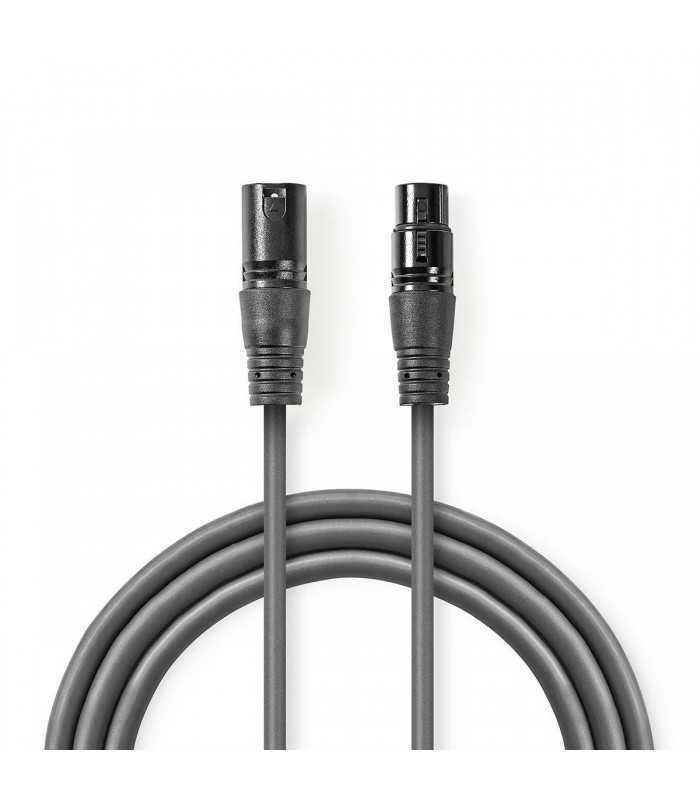 cablu balansat audio xlr 3 pini tata xlr 3 pini mama 15m gri nedis 1