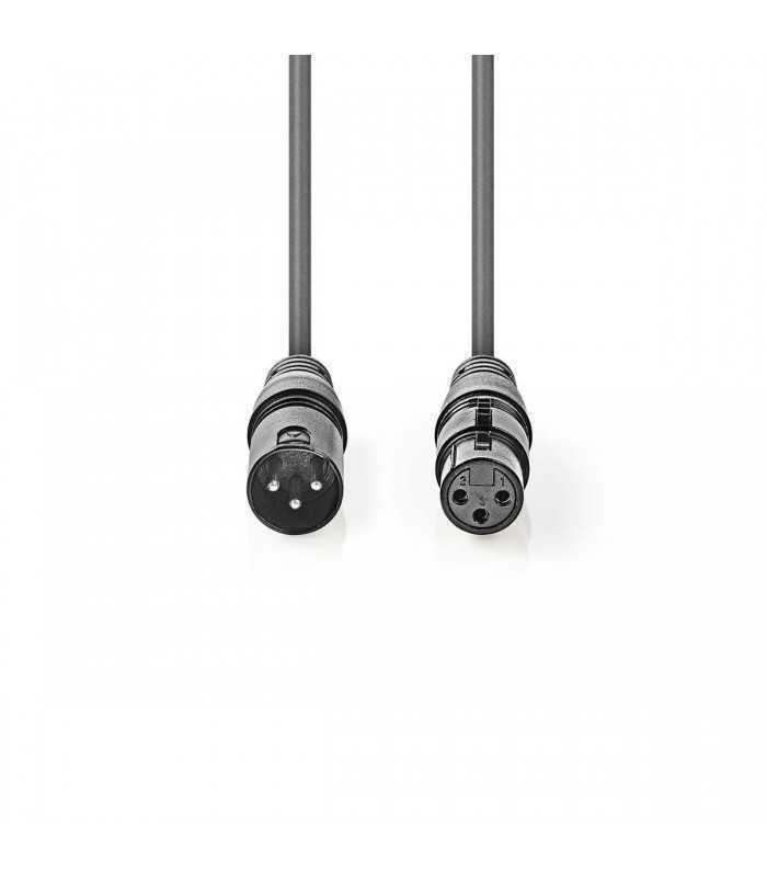 cablu balansat audio xlr 3 pini tata xlr 3 pini mama 15m gri nedis 2