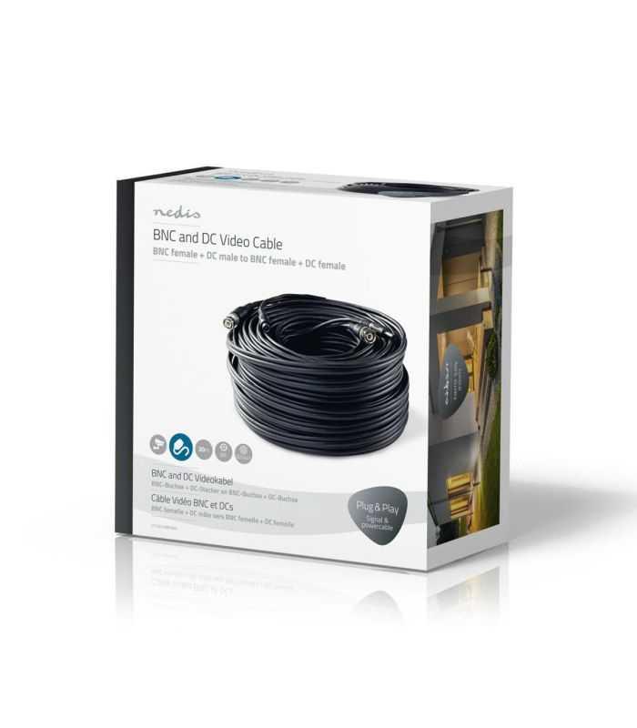 Cablu Bnc Dc 21x55mm Nedis Rg59 30m Conectori Preasamblati Cctvca10bk300