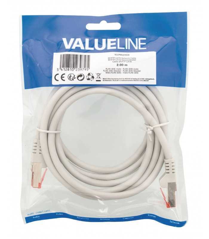 cablu cat6 sftp network cable rj45 8p8c tata rj45 8p8c tata 2m gri valueline 3