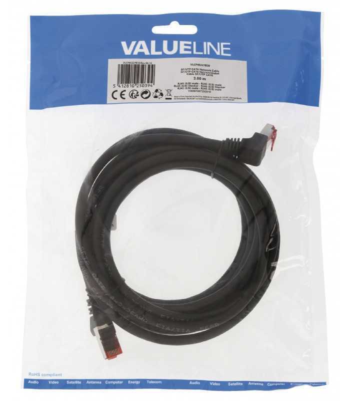 cablu cat6 sftp network cable rj45 8p8c tata rj45 8p8c tata 3m cupru negru valueline 1