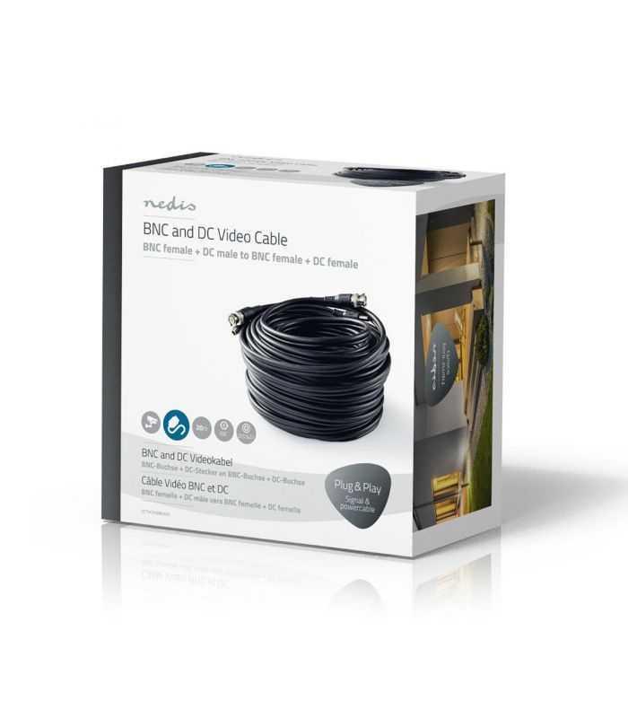 cablu coaxial de securitate cctv rg59 20m bnc 21x55mm nedis 4