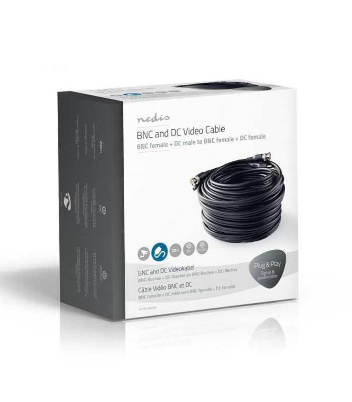 cablu coaxial de securitate cctv rg59 20m bnc 21x55mm nedis 5