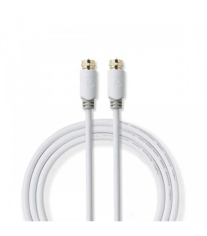 Cablu coaxial Nedis F tata - F tata 2m alb cupru dublu izolat