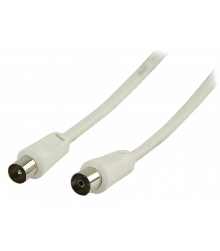 Cablu coaxial pentru antena tata - coaxial mama 3m alb dublu ecranat Valueline
