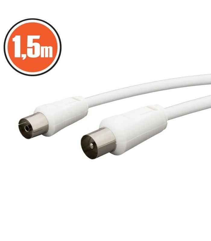 Cablu COAXIAL tata - COAXIAL mama 1.5m alb 20112