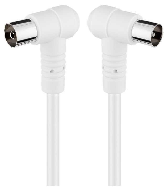 Cablu Coaxial Tv Antena 25m Cotit 90 Grade Mama Tata 75 Ohm Clasa A 85db Dublu Ecranat Ccs Alb 67354 Goobay