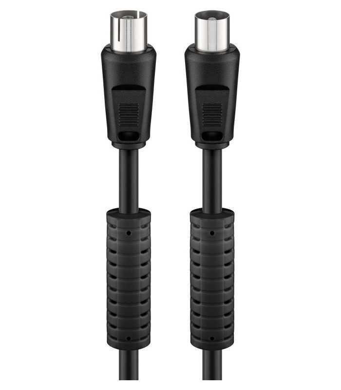 Cablu Coaxial Tv Antena 35m Mama Tata 75 Ohm Cu Ferita 80db Dublu Ecranat Negru 50743 Goobay