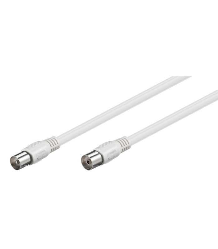 Cablu COAXIAL TV antena 5m mama-tata 75 ohm clasa A 85DB Dublu ecranat CCS alb 66616 Goobay