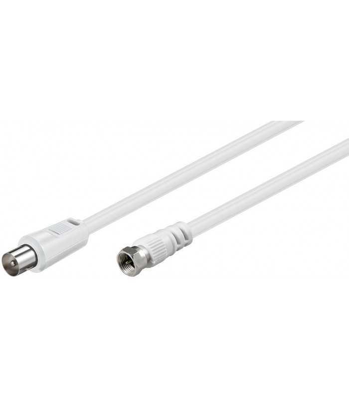 cablu conexiune antena sat 5m f tata coaxial tata alb goobay 1