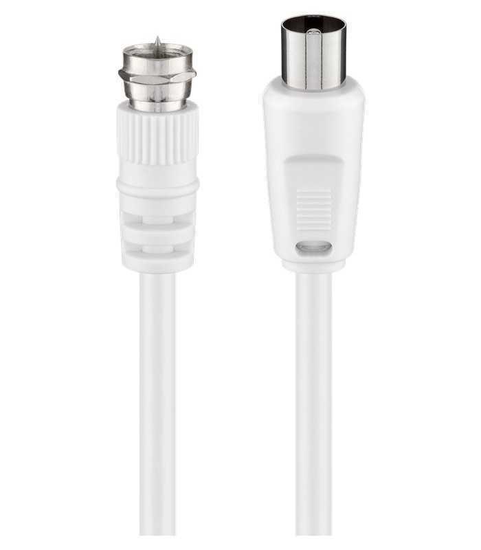 Cablu conexiune antena /SAT 5m F tata - Coaxial tata alb Goobay
