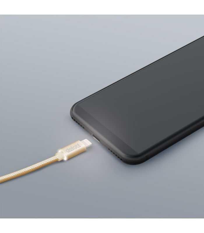 cablu date incarcare iphone lightning lumina led 1m delight auriu 1