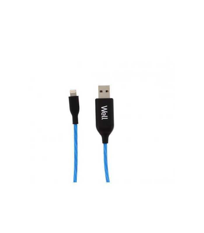 cablu date incarcare lightning 1m 24a well flux lumina albastra 1