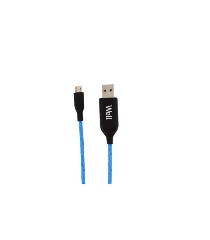 cablu date incarcare micro usb 1m 21a well flux de lumina albastra 1