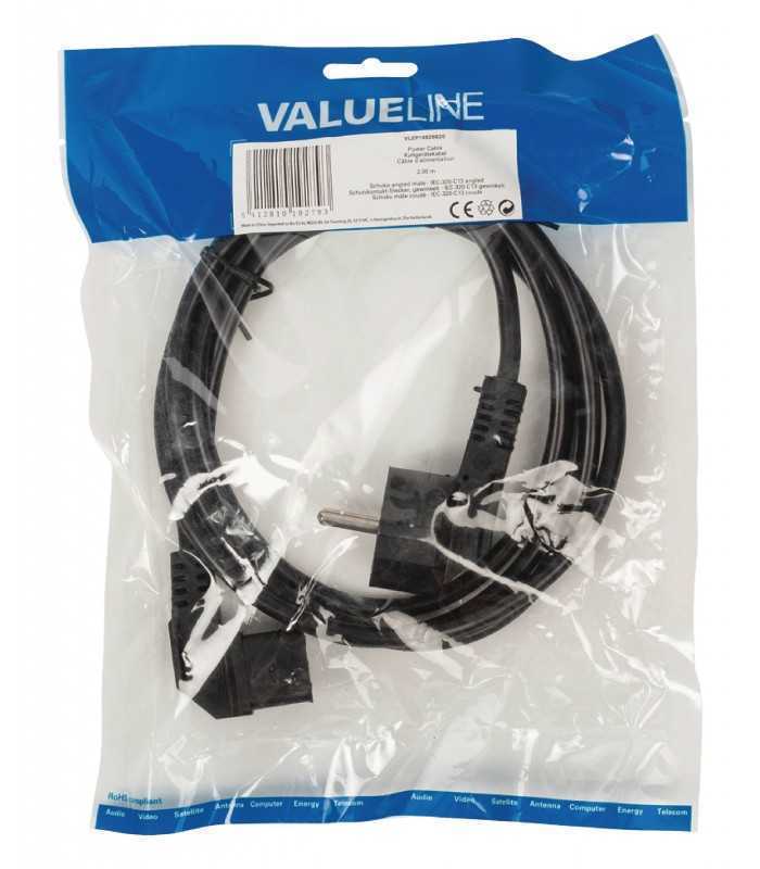 cablu de alimenatre pc 90 schuko unghi 90 grade tata iec 320 c13 unghi 90 de grade 2m 2x075mm cupru valueline 5