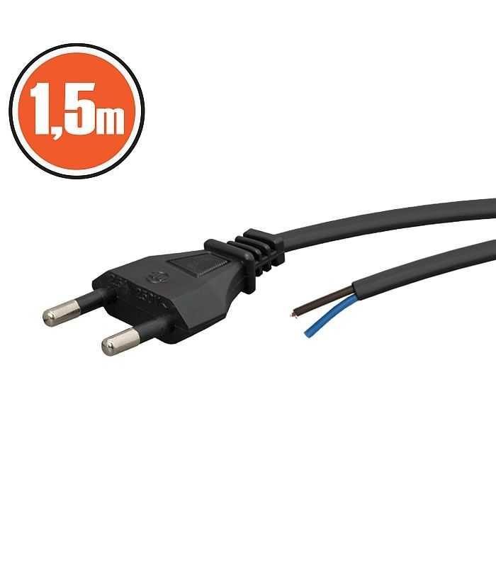 Cablu de alimentare cu stecher EURO de asamblare montabil 1.5m 2x0.5mm2 dublu izolat cu fire libere